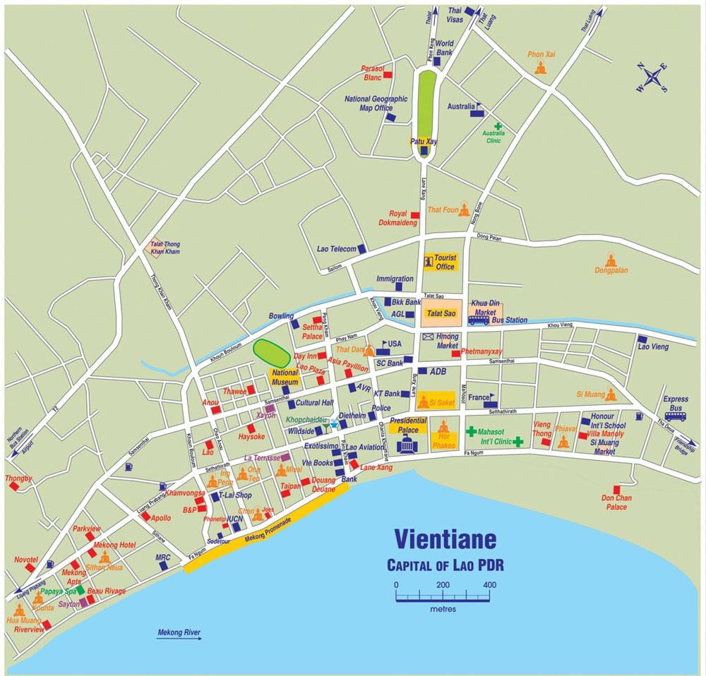 Χάρτης της vientiane, λάος