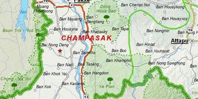 Χάρτης της champasak λάος